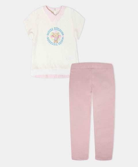 Conjunto Pantalón y Camiseta manga Corta Para Bebé Niña