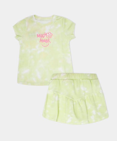 Conjunto Camiseta Corta y Falda Short Para Bebe Niña