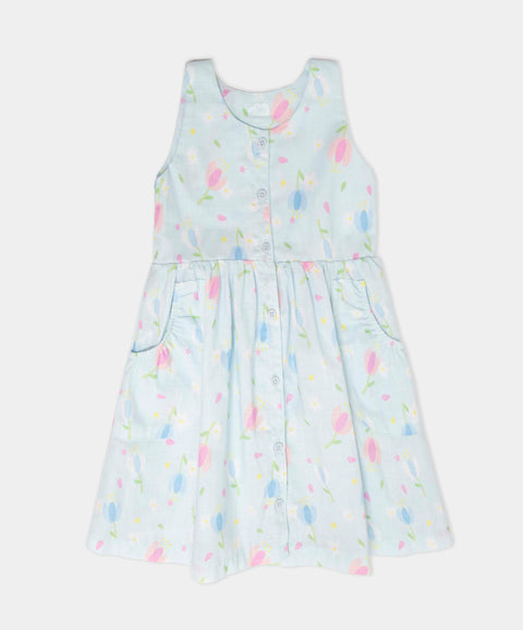 Vestido Corto Estampado Para Bebé Niña