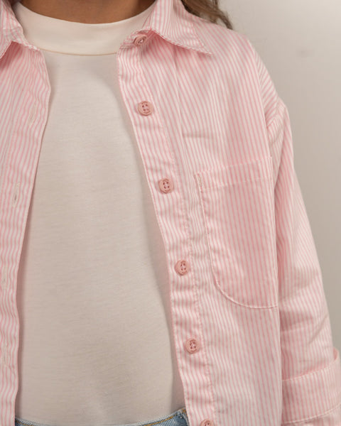 Camisa Oversize con Rayas Para Niña