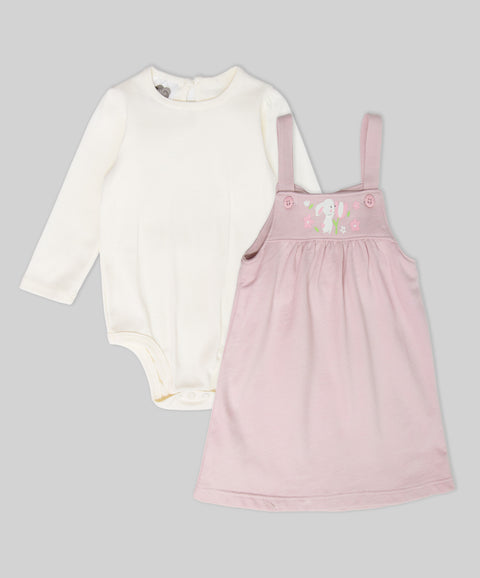 Conjunto Jardinera y Body Manga Larga Para Recién Nacida