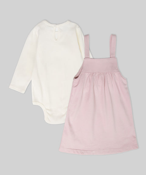 Conjunto Jardinera y Body Manga Larga Para Recién Nacida