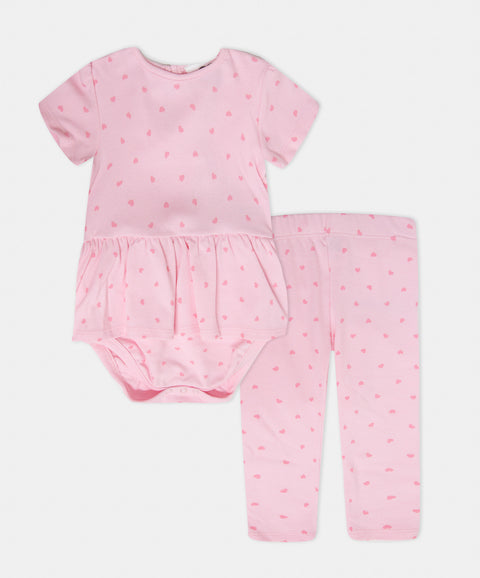 Conjunto Leggings y Body Manga Corta Para Recien Nacida