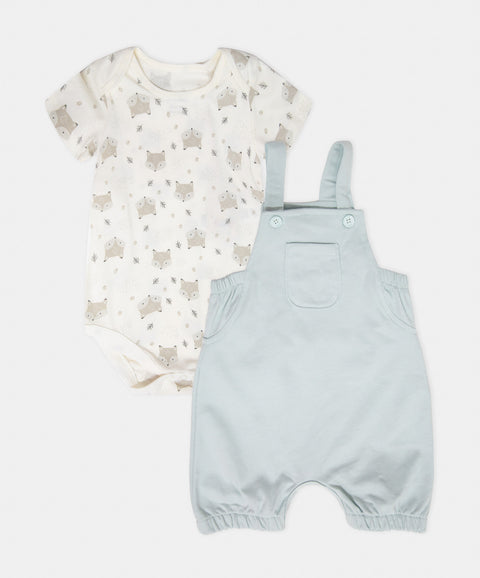 Conjunto Overol y Camiseta Manga Corta Para Recién Nacido