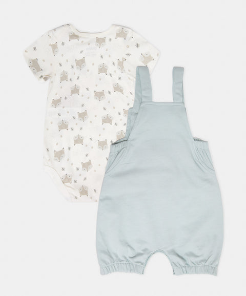 Conjunto Overol y Camiseta Manga Corta Para Recién Nacido