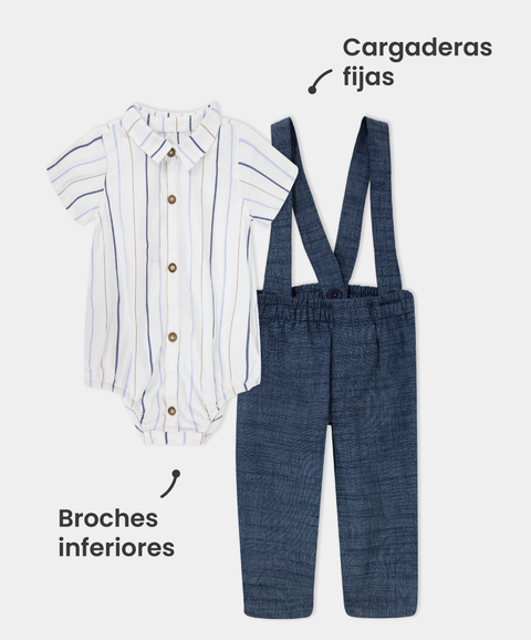 Conjunto Pantalón y Body Camisero Manga Corta Para Recién Nacido