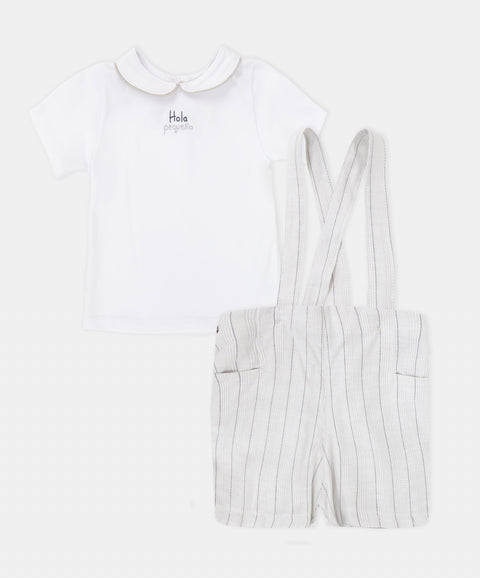 Conjunto Bermuda con Cargadera y Camisa Manga Corta Para Recién Nacido