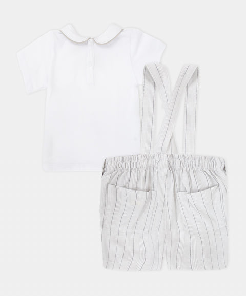 Conjunto Bermuda con Cargadera y Camisa Manga Corta Para Recién Nacido