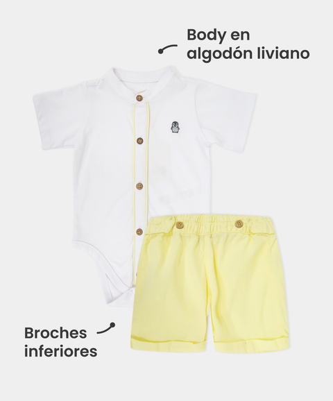 Conjunto Bermuda y Body Manga Corta Para Recién Nacido