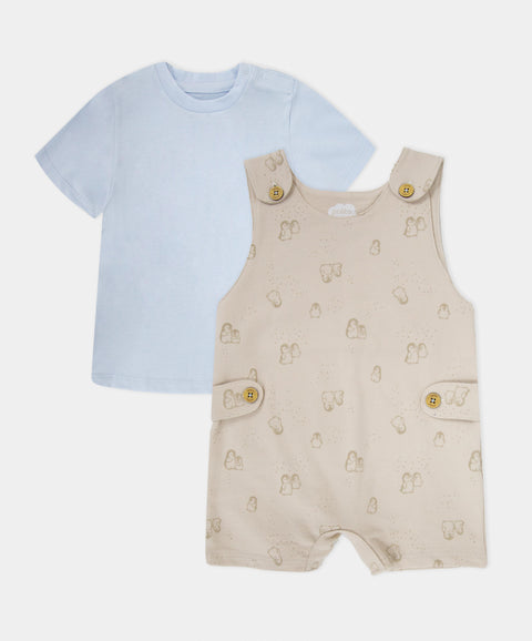 Conjunto Overol y Camiseta Manga Corta Para Recién Nacido