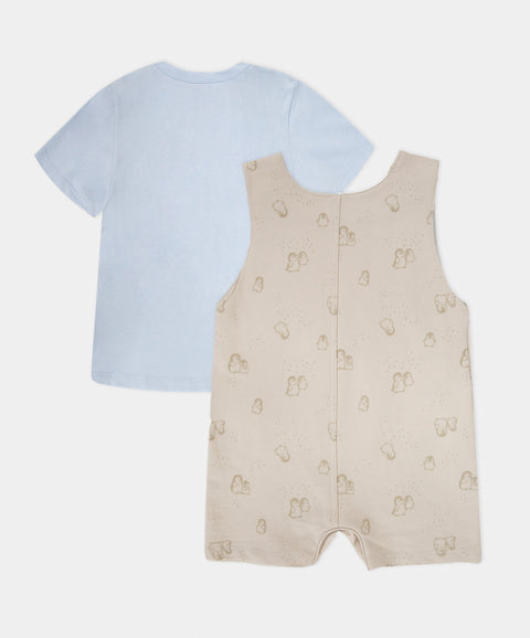Conjunto Overol y Camiseta Manga Corta Para Recién Nacido