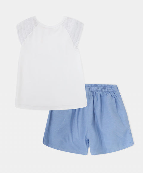 Conjunto Falda Short y Camiseta Manga Corta Para Bebé Niña