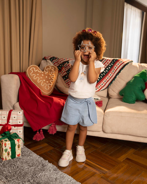 Conjunto Falda Short y Camiseta Manga Corta Para Bebé Niña