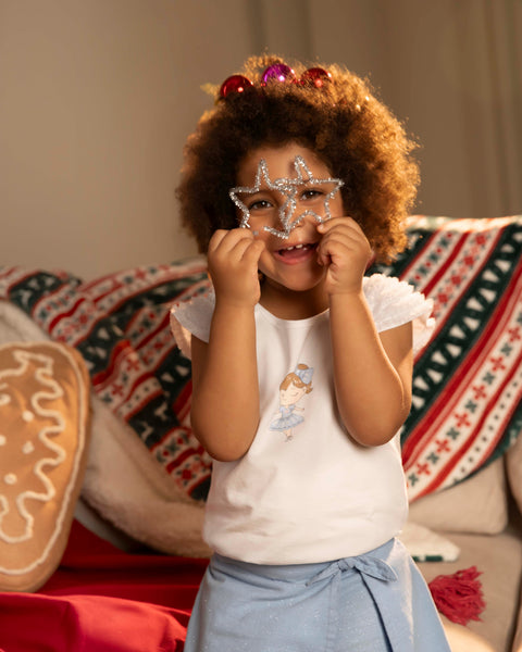 Conjunto Falda Short y Camiseta Manga Corta Para Bebé Niña