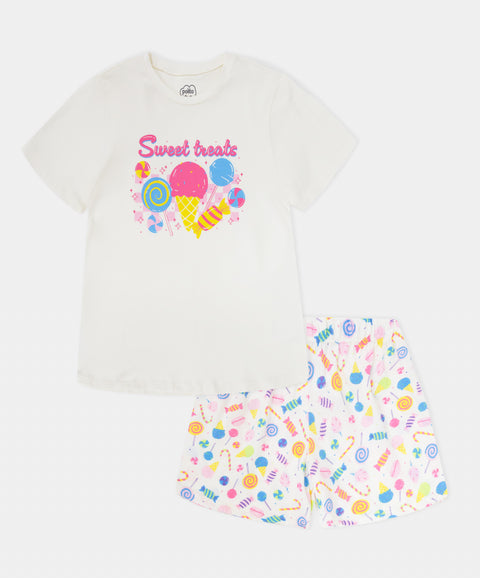 Pijama Camiseta Manga Corta y Short Para Niña