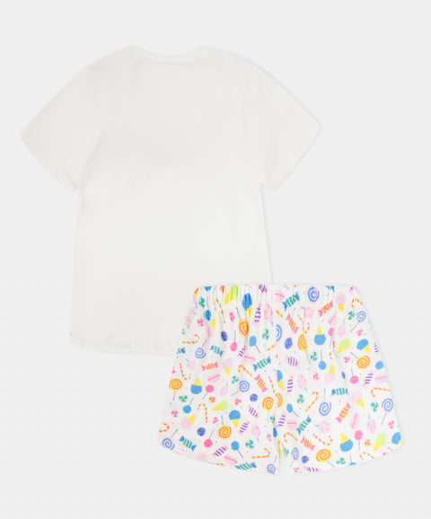 Pijama Camiseta Manga Corta y Short Para Niña