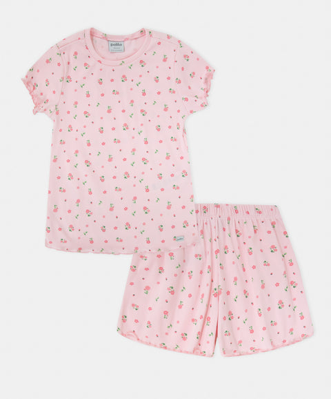 Pijama Camiseta Manga Corta y Short Para Niña