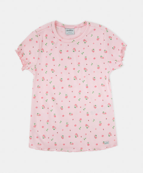 Pijama Camiseta Manga Corta y Short Para Niña