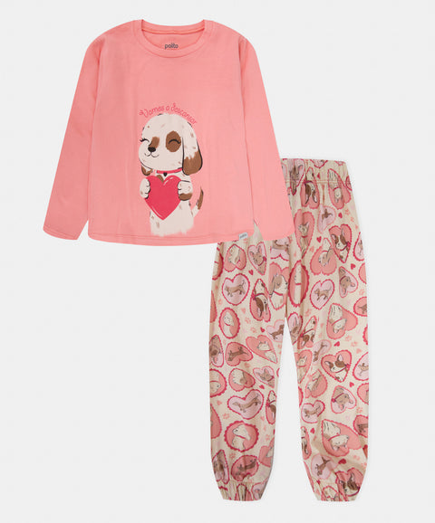 Pijama Camiseta Manga Larga y Pantalón Para Bebé Niña