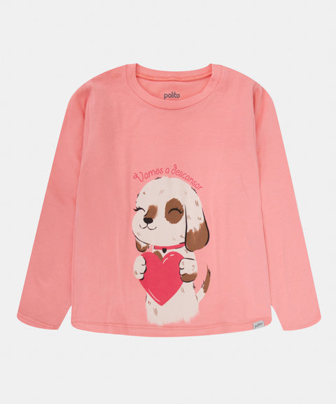 Pijama Camiseta Manga Larga y Pantalón Para Bebé Niña