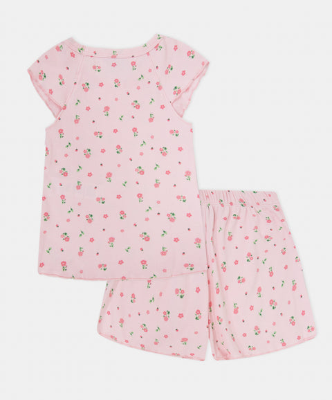 Pijama Camiseta Manga Corta y Short Para Bebé Niña