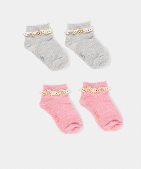 Medias Pack Tobillera Larga x2 Para Bebé Niña