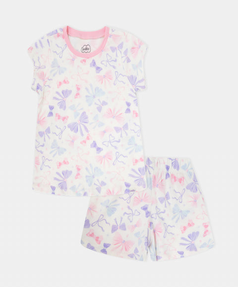 Pijama Camiseta Manga Corta y Short Para Bebé Niña