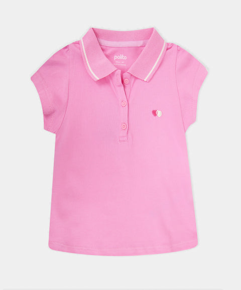 Camiseta Polo Manga Corta Unicolor Para Bebé Niña