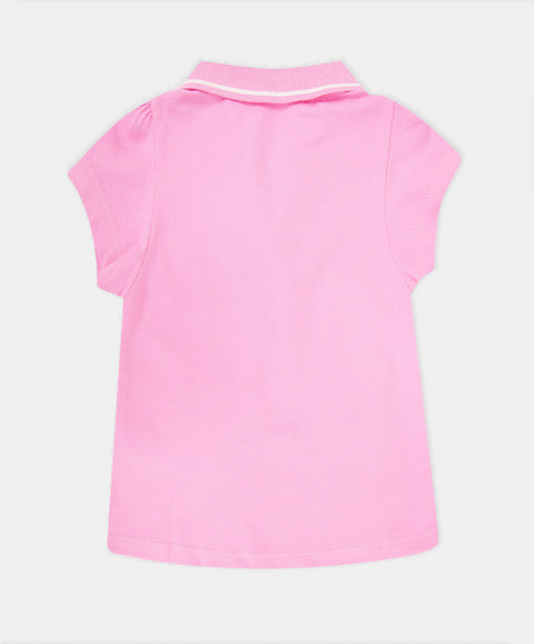 Camiseta Polo Manga Corta Unicolor Para Bebé Niña