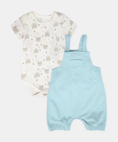 Conjunto Overol y Camiseta Manga Corta Para Recién Nacido
