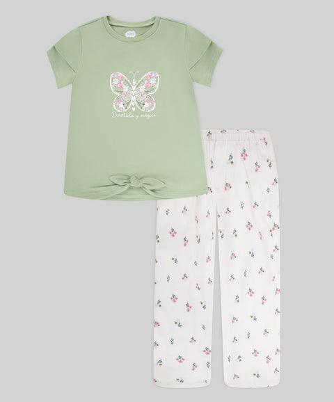 Conjunto Pantalón y Camiseta Manga Corta Para Bebé Niña