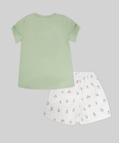 Conjuto Falda y Camiseta Manga Corta Para Bebé Niña