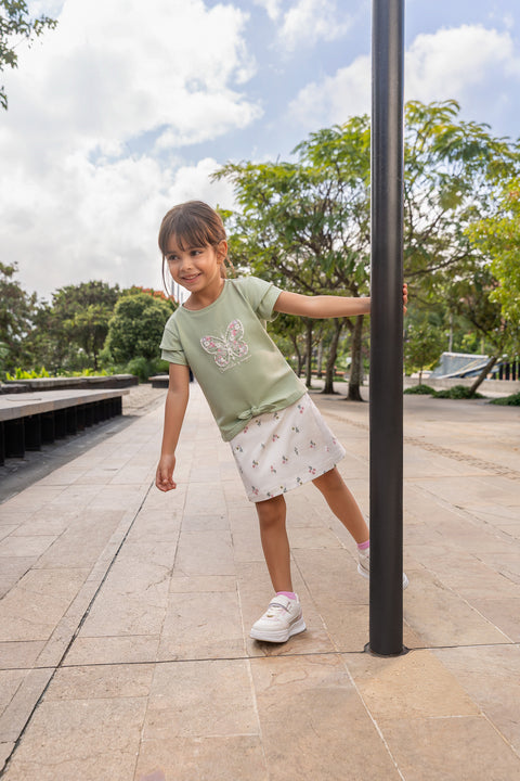 Conjuto Falda y Camiseta Manga Corta Para Bebé Niña