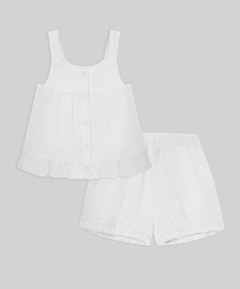 Conjunto Short y Blusa Manga Sisa Para Recién Nacida