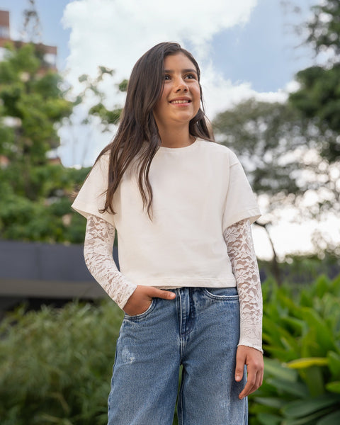 Camiseta Doble Prenda Para Niña