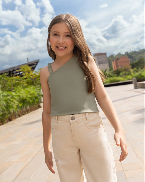 Camiseta Asimétrica Para Niña