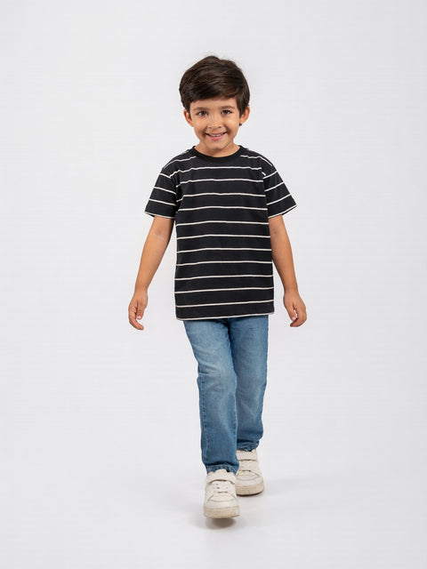 Camiseta Rayas Manga Corta Para Bebé Niño