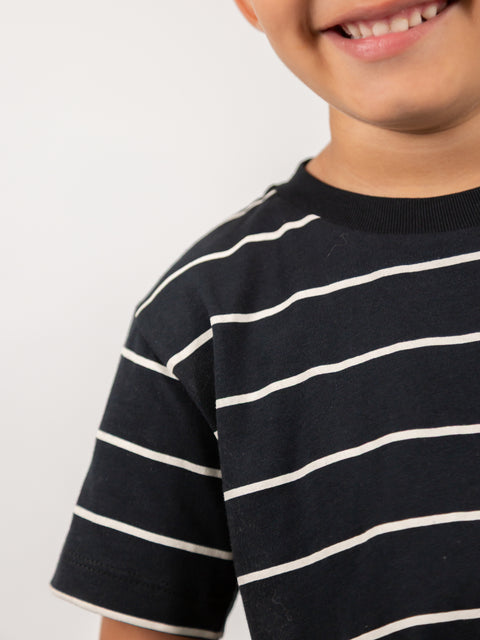 Camiseta Rayas Manga Corta Para Bebé Niño