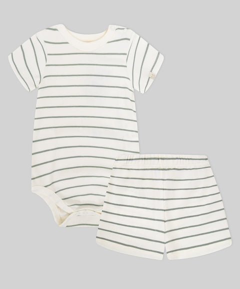 Conjunto Bermuda y Body Manga Corta Para Bebé Recién Nacido