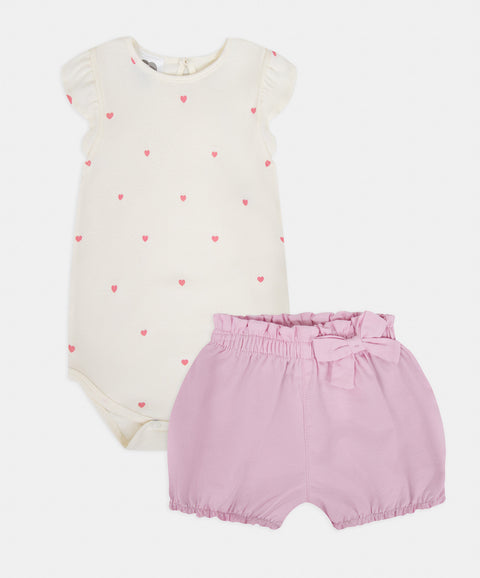 Conjunto Short y Body Manga Corta Para Recién Nacida