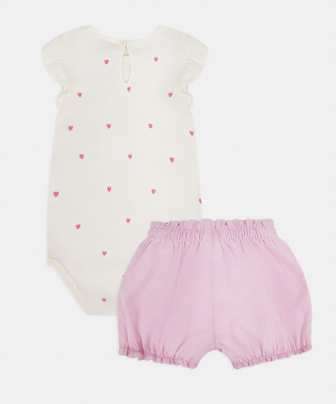 Conjunto Short y Body Manga Corta Para Recién Nacida