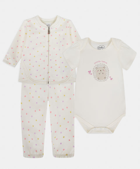Set X3 Buzo Body y Pantalón Para Recién Nacida