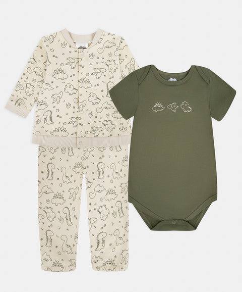 Set x3 Chaqueta Pantalón y Body Para Recién Nacido