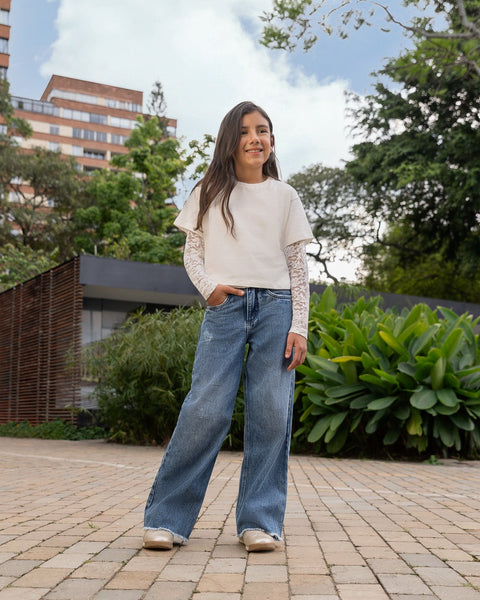 Jean Wide Leg Para Niña