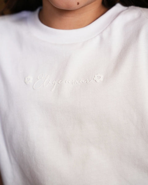 Camiseta Manga Corta Blanca para Niña