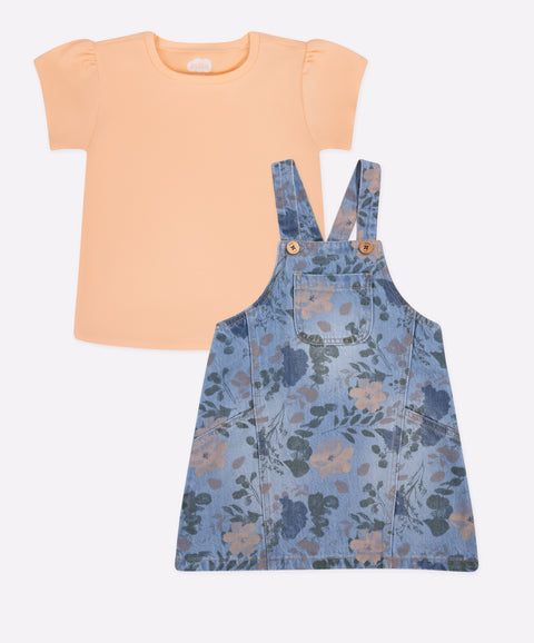 Conjunto Jardinera y Camiseta Para Bebe Niña