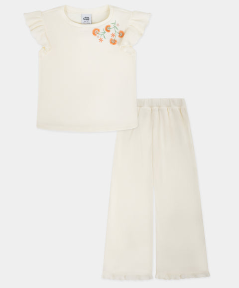 Conjunto Camiseta y Pantalón Wide Leg Para Niña