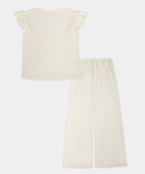 Conjunto Camiseta y Pantalón Wide Leg Para Niña