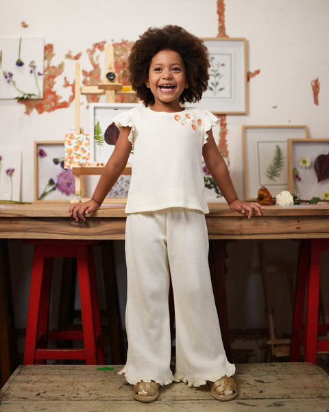 Conjunto Camiseta y Pantalón Wide Leg Para Niña