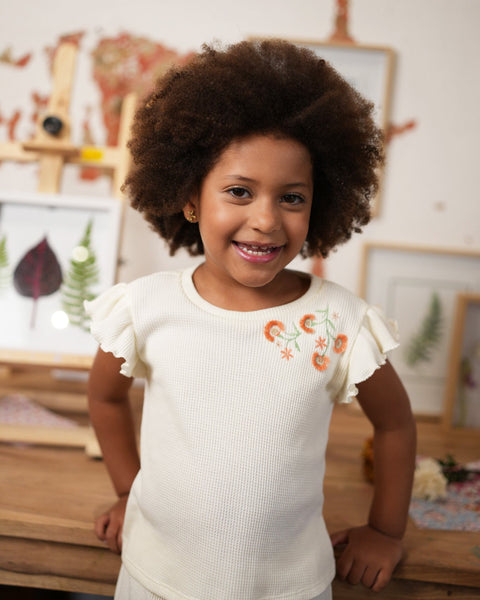 Conjunto Camiseta y Pantalón Wide Leg Para Niña